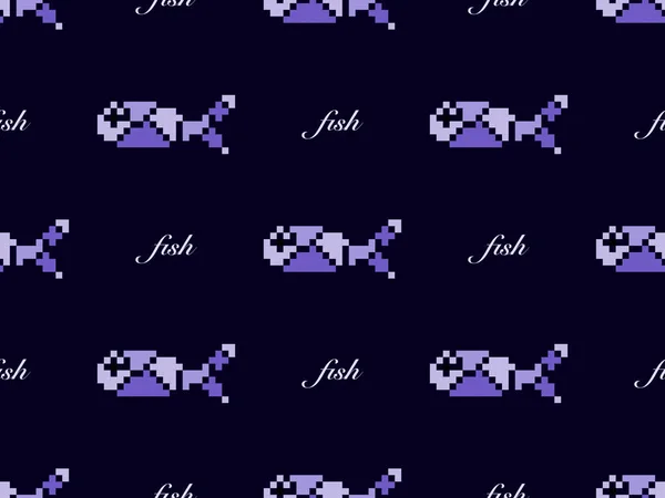 Fish cartoon character seamless pattern on purple background.