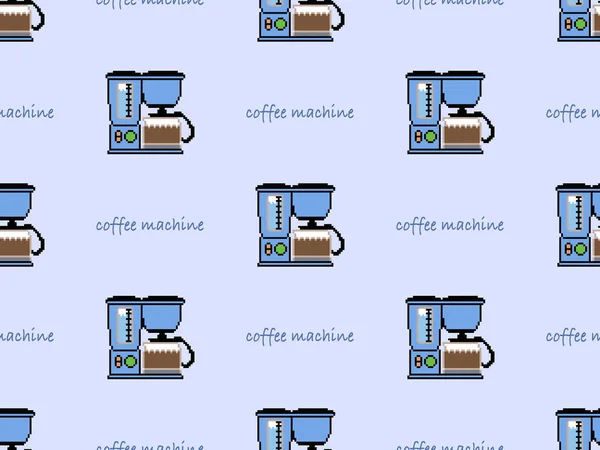 Kaffeemaschine Cartoon Figur Nahtlose Muster Auf Blauem Hintergrund — Stockfoto