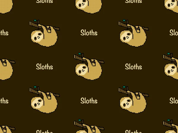 Sloths cartoon character seamless pattern on brown background.