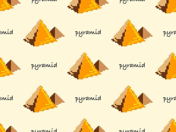 Pyramida Kreslený Znak Bezešvé Vzor Žlutém Pozadí — Stock fotografie