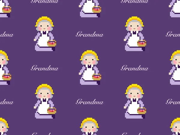 Grandmother cartoon character seamless pattern on purple background