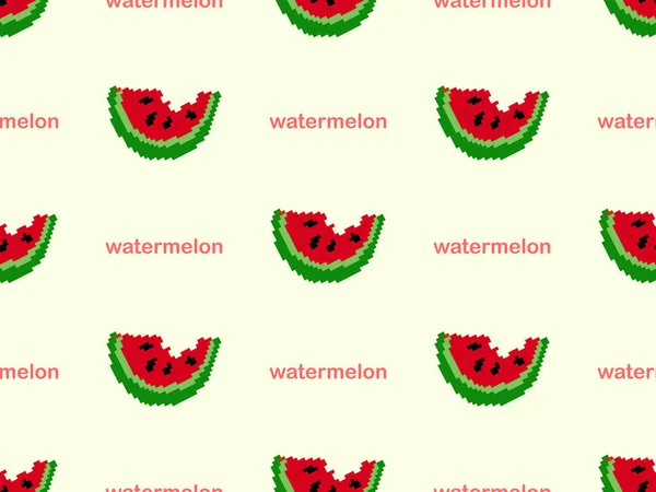 Watermelon Cartoon Character Seamless Pattern Yellow Background — Stock Photo, Image