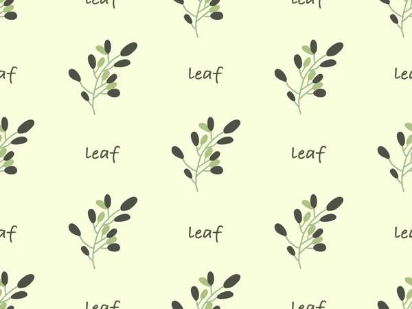 Leaf cartoon character seamless pattern on yellow background
