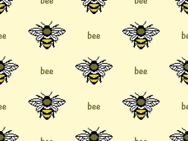 Včelí Karikatura Znak Bezešvé Vzor Žlutém Pozadí — Stock fotografie