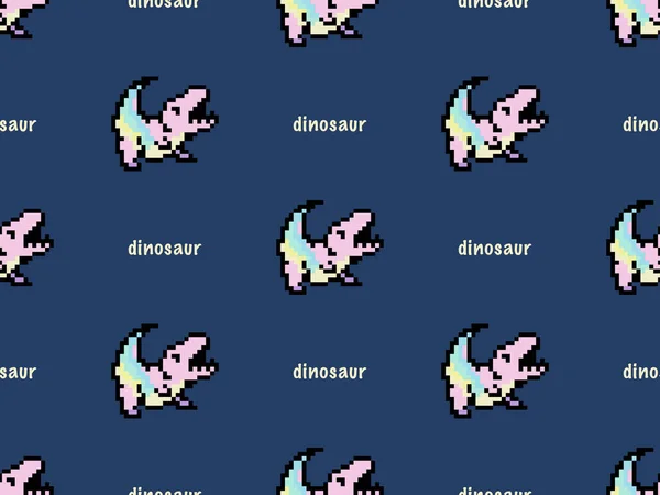 Dinosaur cartoon character seamless pattern on blue background.