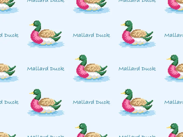 Duck cartoon character seamless pattern on blue background.