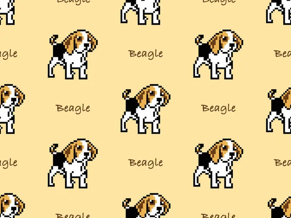 Beagle Postać Kreskówki Bezszwowy Wzór Żółtym Tle — Wektor stockowy