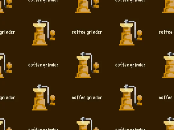 Kaffeemühle Cartoon Figur Nahtlose Muster Auf Braunem Hintergrund — Stockfoto