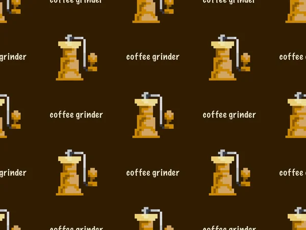 Coffee Grinder Cartoon Character Seamless Pattern Brown Background — Stock Vector