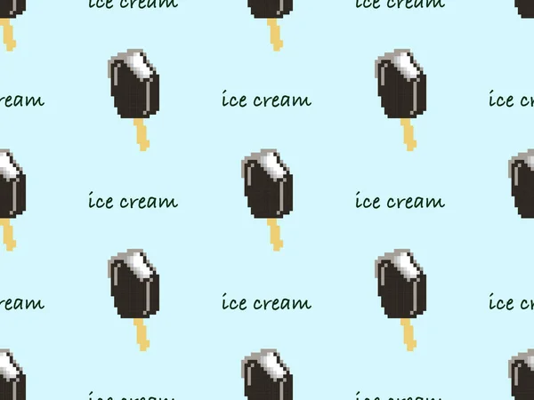 蓝色背景下的冰淇淋卡通人物无缝图案 — 图库矢量图片