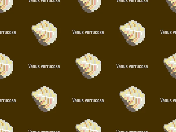 Venus Verrucosa Karikatura Znak Bezešvé Vzor Hnědém Pozadí — Stockový vektor