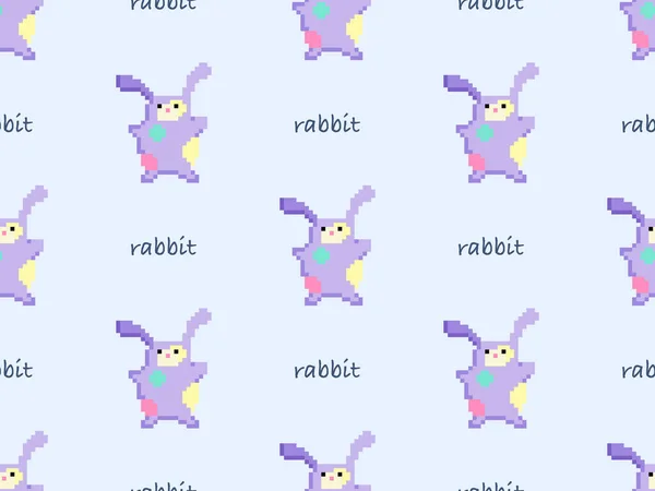 Conejo Personaje Dibujos Animados Patrón Sin Costura Sobre Fondo Azul — Vector de stock