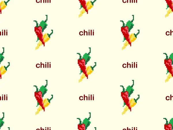 Chili Cartoon Character Seamless Pattern Yellow Background — Stock Photo, Image