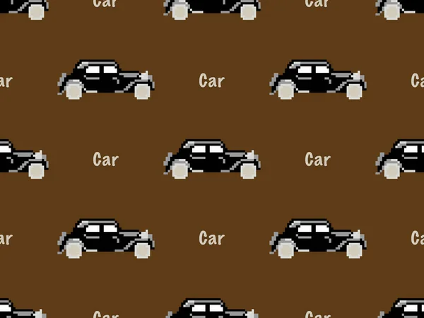 Car cartoon character seamless pattern on brown background.
