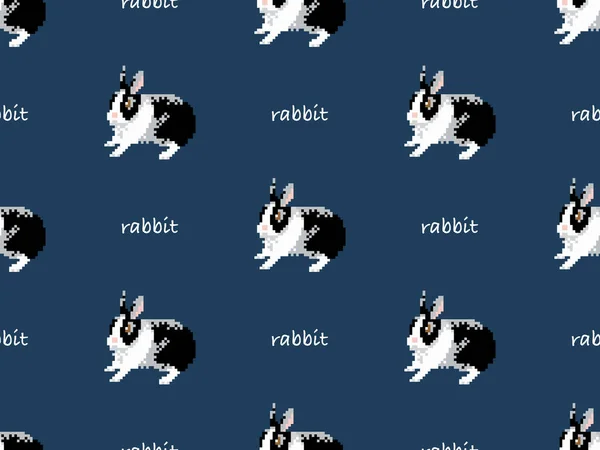 Rabbit cartoon character seamless pattern on blue background.