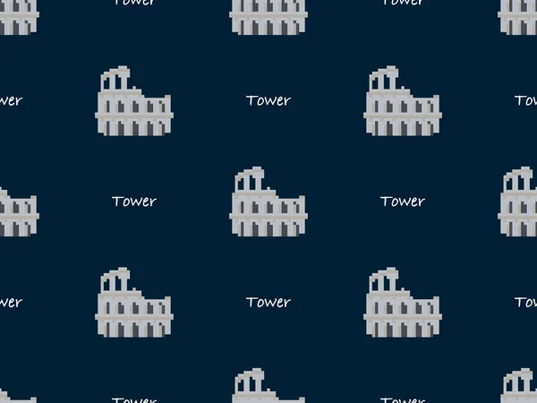 Πύργος Καρτούν Χαρακτήρα Απρόσκοπτη Μοτίβο Μπλε Φόντο — Διανυσματικό Αρχείο