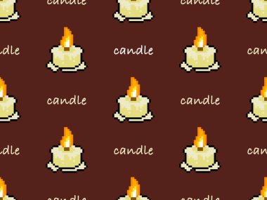 Kırmızı arkaplanda kusursuz mum çizgi film karakteri deseni. 