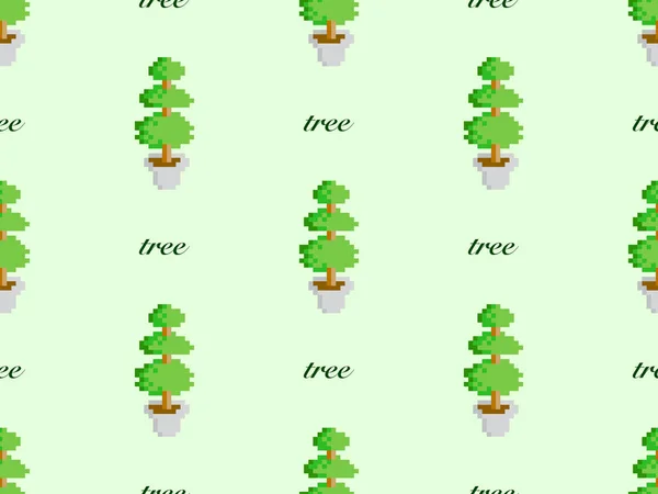 Baum Cartoon Charakter Nahtlose Muster Auf Grünem Hintergrund — Stockfoto