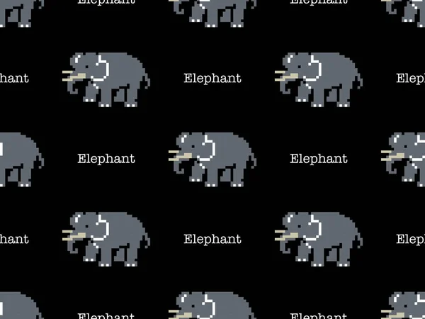 Elefánt Rajzfilm Karakter Zökkenőmentes Minta Fekete Háttér — Stock Fotó