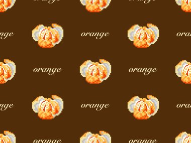 Kahverengi arkaplanda turuncu çizgi film karakteri pürüzsüz desen. 