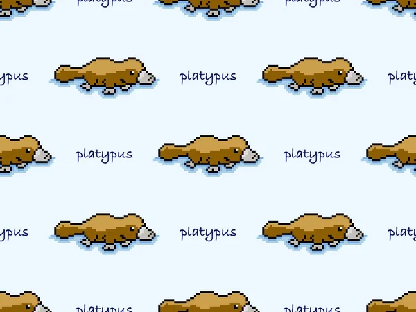 Platypus Cartoon Character Seamless Pattern Blue Background — Stock vektor