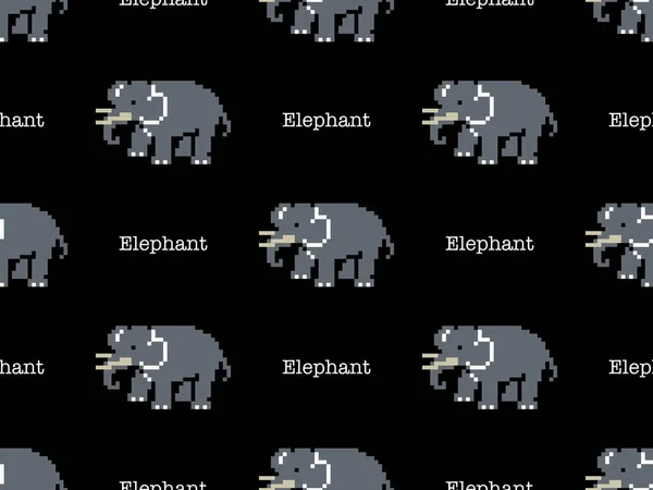 Elephant cartoon character seamless pattern on black background.