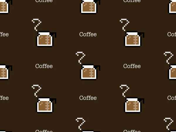 Coffee Cartoon Character Seamless Pattern Black Background — Fotografia de Stock