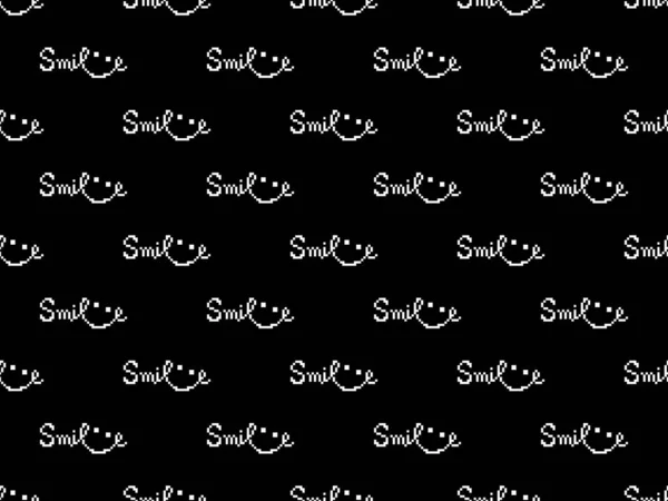 Smile Word Cartoon Character Seamless Pattern Black Background — Stockový vektor