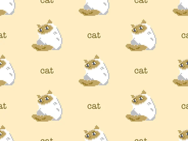 Cat Cartoon Character Seamless Pattern Yellow Background — стоковый вектор