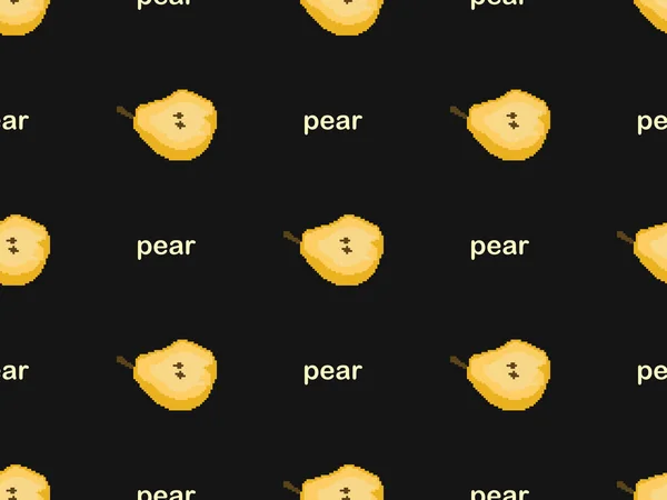 Pear Cartoon Character Seamless Pattern Black Background — Stockfoto