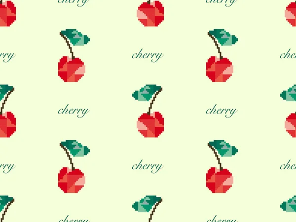 Cherry Cartoon Character Seamless Pattern Green Background — Stockfoto