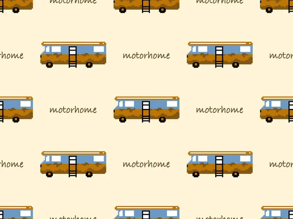 Motorhome Cartoon Character Seamless Pattern Yellow Background — Foto Stock