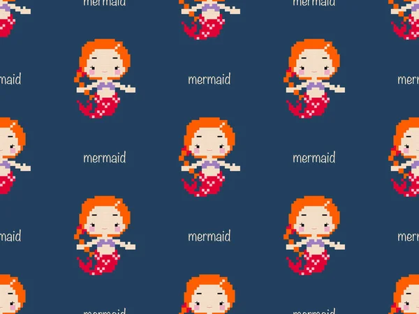 Mermaid Cartoon Character Seamless Pattern Blue Background — Archivo Imágenes Vectoriales