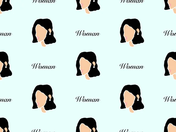 Women Cartoon Character Seamless Pattern Blue Background —  Fotos de Stock