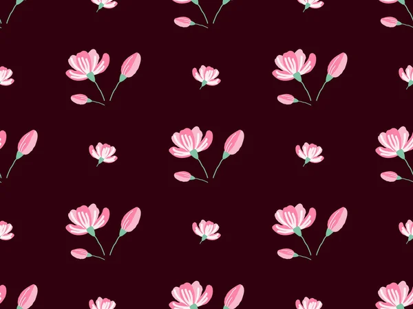 Květina Kreslený Znak Bezešvé Vzor Růžovém Pozadí — Stock fotografie