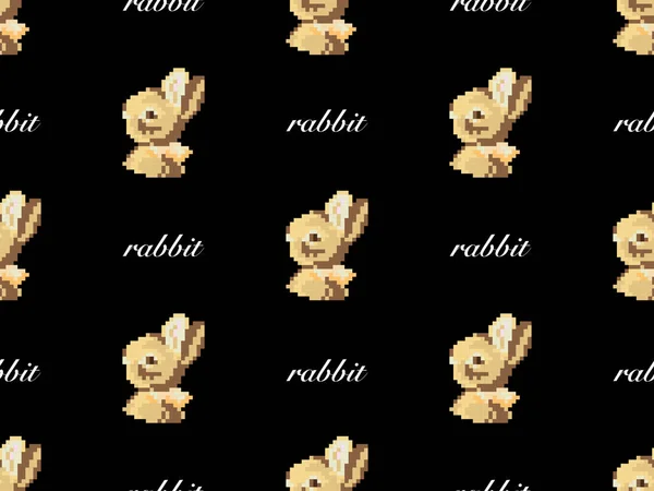 Rabbit Cartoon Character Seamless Pattern Black Background — Stok fotoğraf