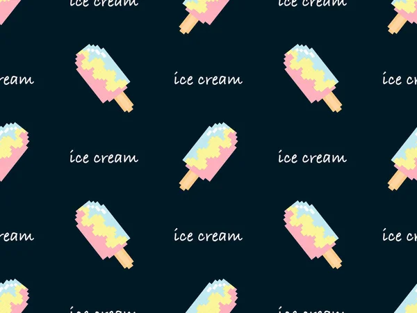 Popsicle Cartoon Character Seamless Pattern Blue Background — 스톡 벡터