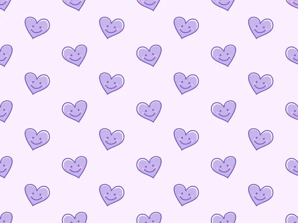 Heart Cartoon Character Seamless Pattern Purple Background — Wektor stockowy
