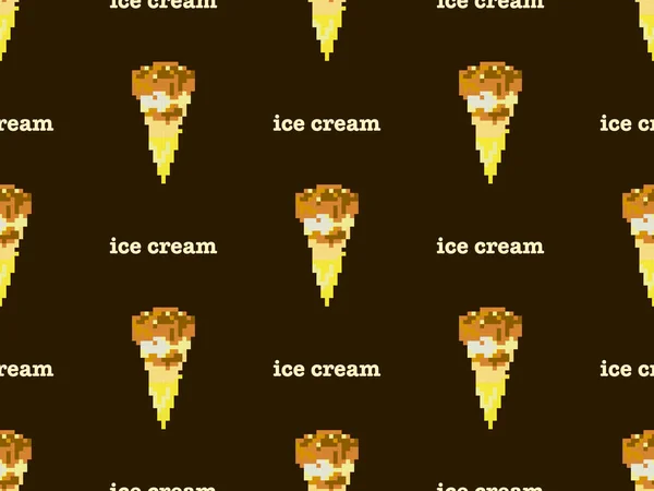 Ice Cream Cartoon Character Seamless Pattern Brown Background — 스톡 벡터