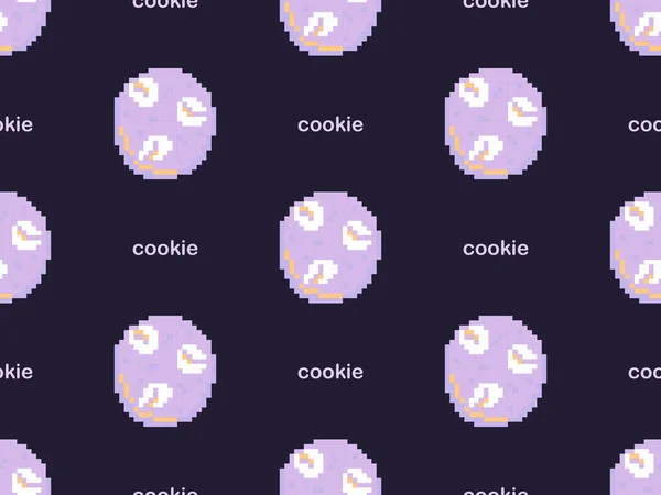 Cookie Cartoon Character Seamless Pattern Purple Background — Vector de stock