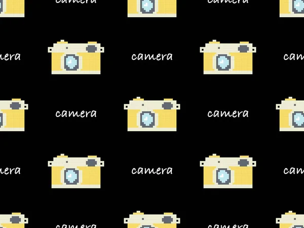 Camera Cartoon Character Seamless Pattern Black Background — Stock fotografie