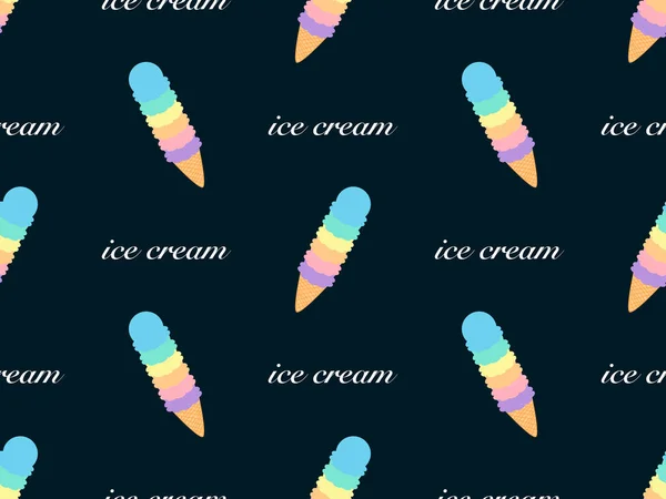 Ice Cream Cartoon Character Seamless Pattern Blue Background — 스톡 사진
