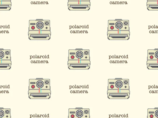 Polaroid Camera Cartoon Character Seamless Pattern Yellow Background — Vector de stock