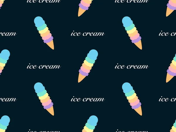蓝色背景下的冰淇淋卡通人物无缝图案 — 图库矢量图片