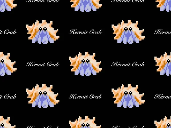 Hermit Crab Cartoon Character Seamless Pattern Black Background — Stock vektor