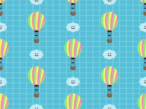 Balloon cartoon character seamless pattern on blue background.