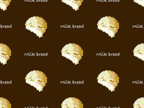 Milk bread cartoon character seamless pattern on yellow background