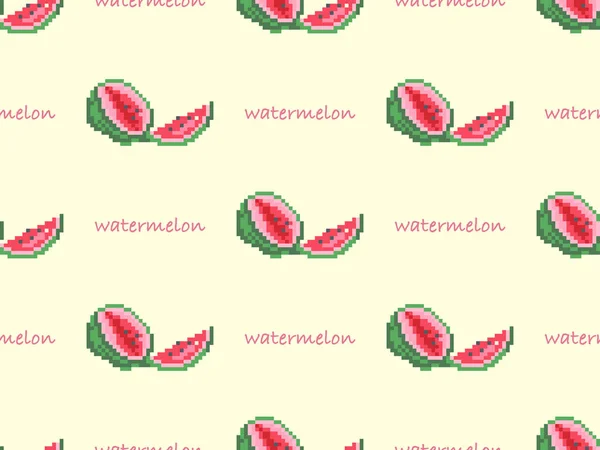 Watermeloen Stripfiguur Naadloos Patroon Gele Achtergrond — Stockfoto