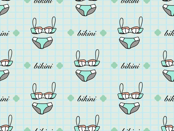 Bikini Cartoon Character Seamless Pattern Green Background — Zdjęcie stockowe