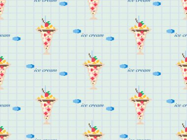 Dondurma çizgi film karakteri mavi arka planda kusursuz desen.